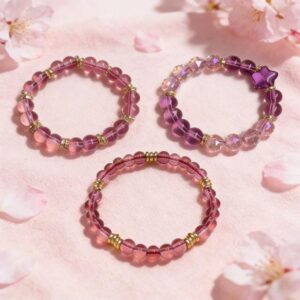 Amethyst Star Dream Handmade Crystal Bracelet, Pink and Purple