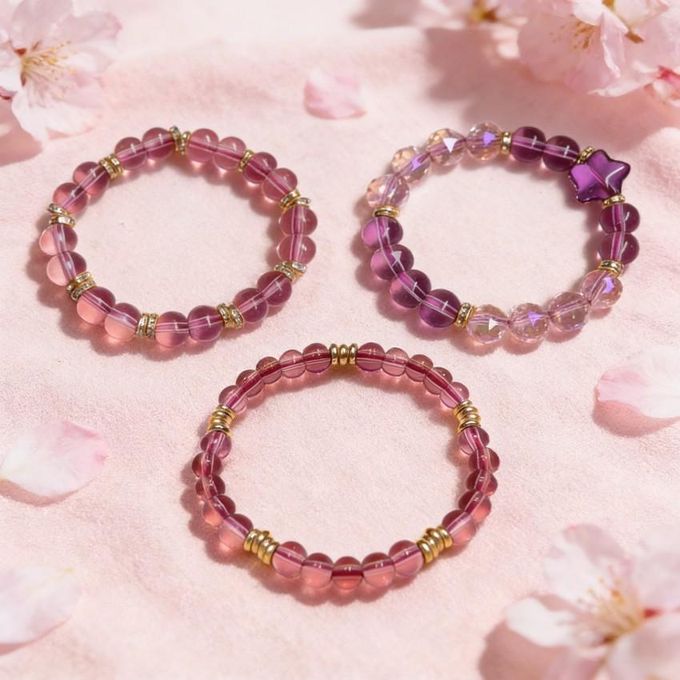 Amethyst Star Dream Handmade Crystal Bracelet, Pink and Purple