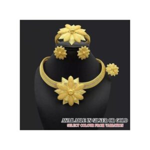 Dubai Style Gold Plated Bridal Jewelry Set, 4 Pieces