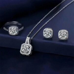 4 Piece Cubic Zirconia Jewelry Set, Silver