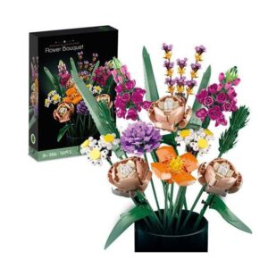 Artificial Flower Bouquet Building Blocks Set with LED Light